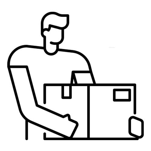 Icon Versandkostenfreiheit: Mann mit Paket